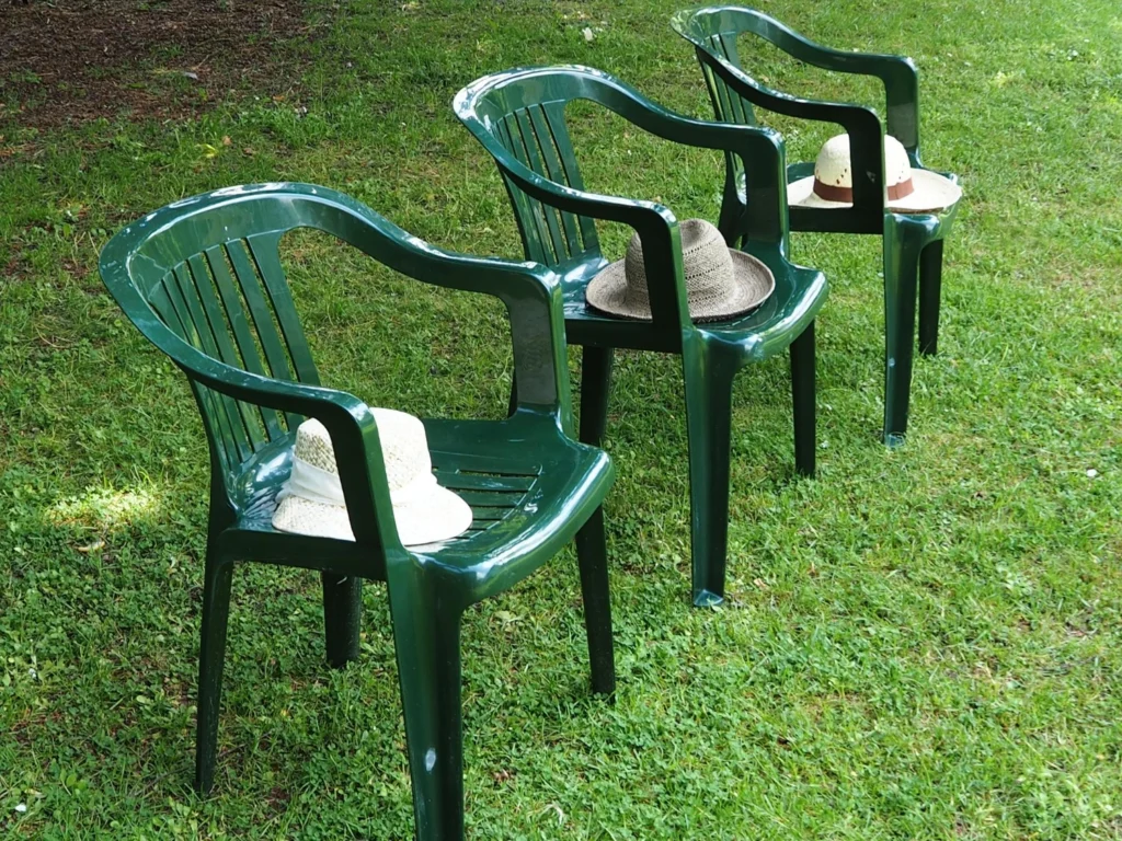 green monobloc chairs